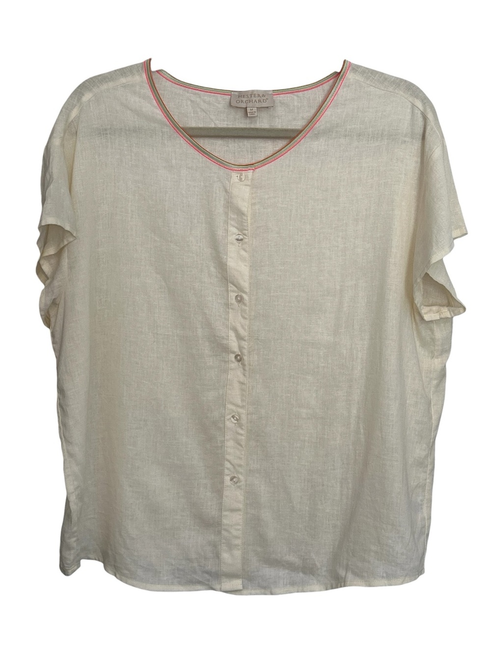 Hester & Orchard Women’s Linen Blend Button Front Blouse Size M